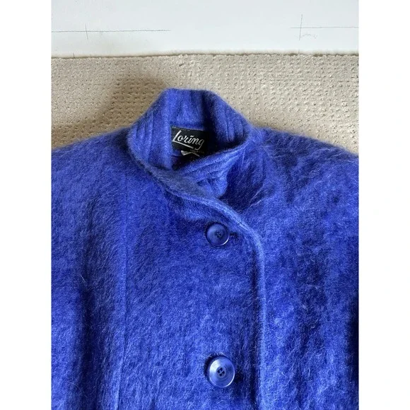 Women's Vtg Size 10 P Loring Super Soft Periwinkle Mohair Wool Coat Made In USA - Picture 10 of 10